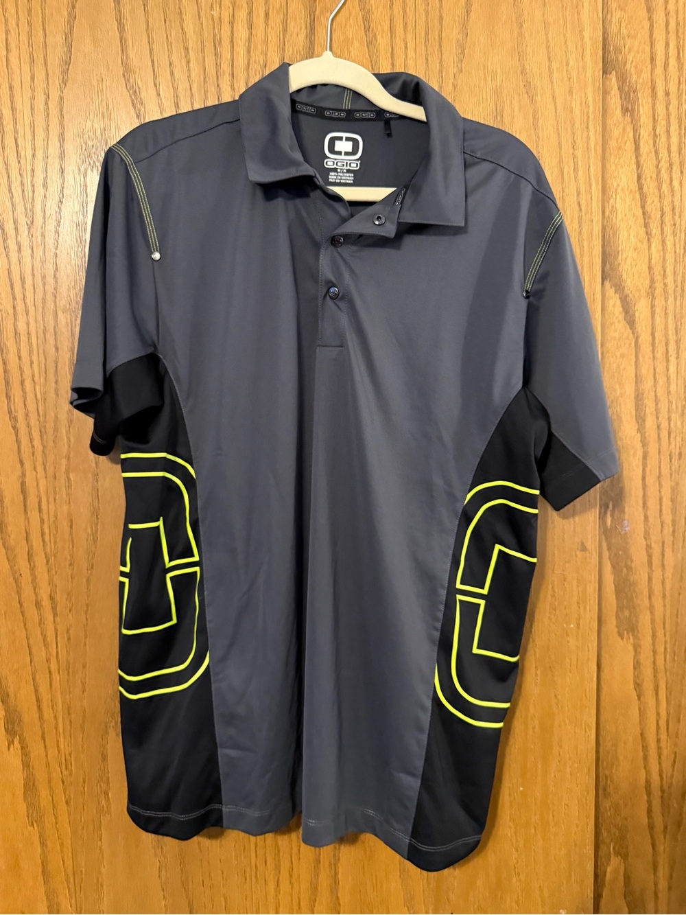 OGIO Charcoal and Neon Yellow Performance Polo